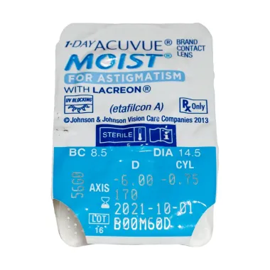 1-DAY ACUVUE MOIST FOR ASTIGMATISM ΗΜΕΡΗΣΙΟΙ ΦΑΚΟΙ ΕΠΑΦΗΣ ΑΣΤΙΓΜΑΤΙΣΜΟΥ (90 ΦΑΚΟΙ)