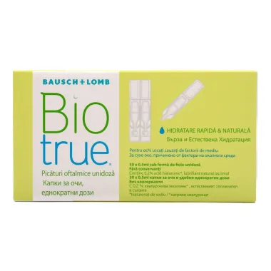 BIOTRUE ΟΦΘΑΛΜΙΚΕΣ ΣΤΑΓΟΝΕΣ ΜΙΑΣ ΔΟΣΗΣ ΓΙΑ ΞΗΡΟΦΘΑΛΜΙΑ 30x0.50ML